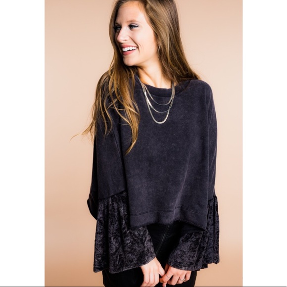 Free People Glorious Sleeves M NWT Blk - Picture 4 of 7